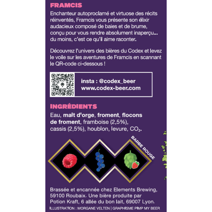 FRAMCIS ,  Sour (Bière acidulée), framboise & cassis | Codex